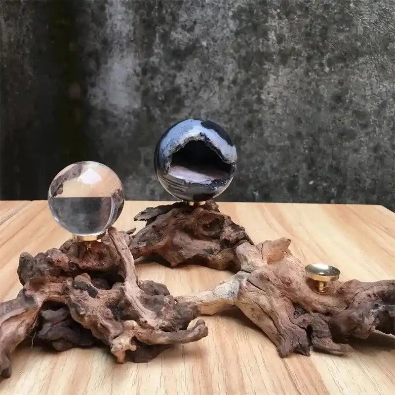 Driftwood Crystal Sphere Display Stand (2pcs)
