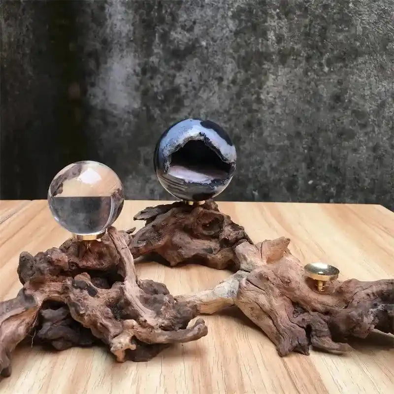 Driftwood Crystal Sphere Display Stand (2pcs)-Stands-Ali-NO17 15-17cm-For Spheres 30-60mm-Crystal Destiny