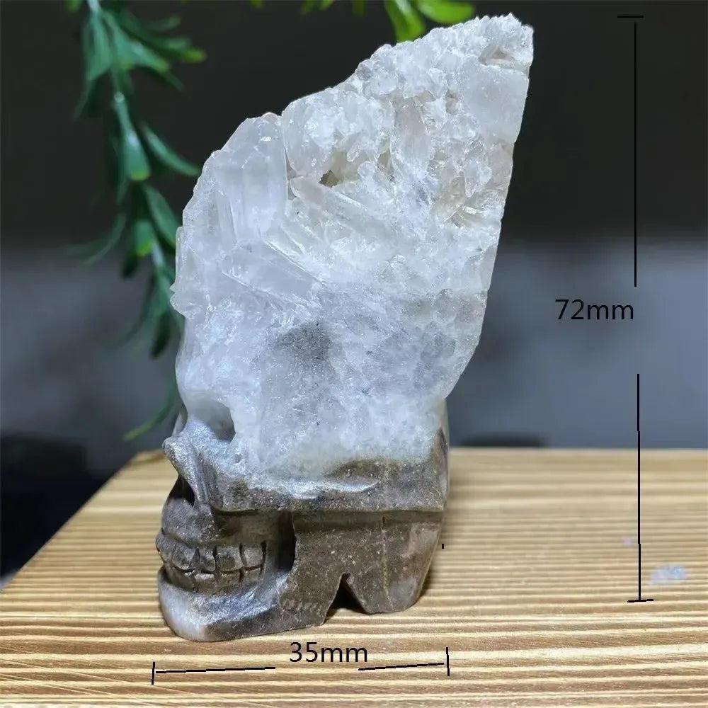 Druzy Agate Crystal Skull Carving