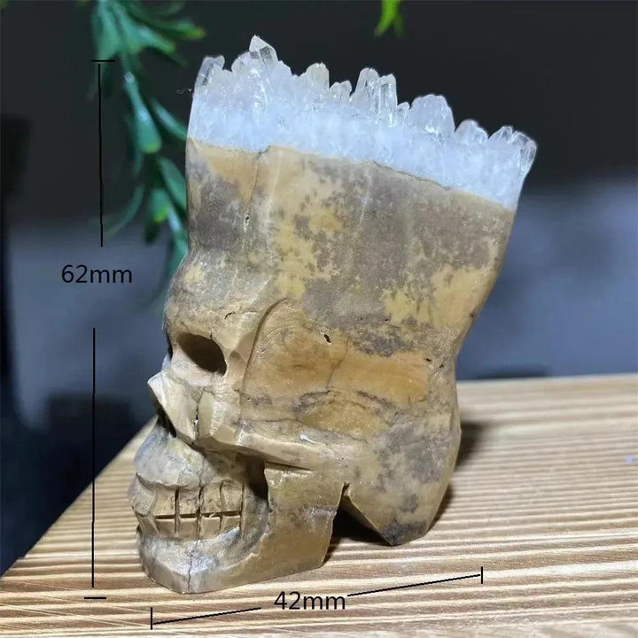 Druzy Agate Crystal Skull Carving