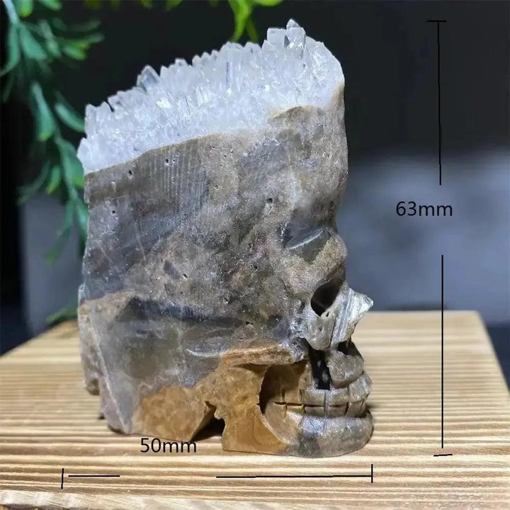 Druzy Agate Crystal Skull Carving