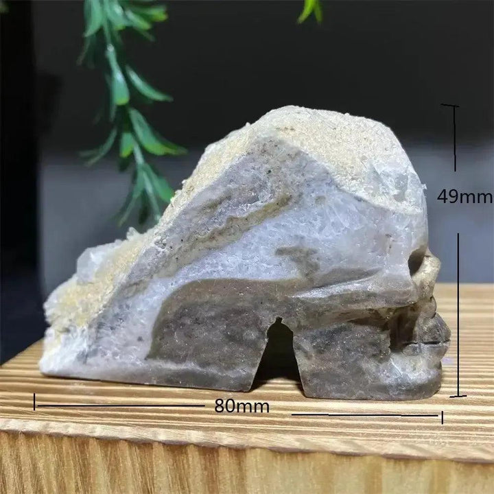 Druzy Agate Crystal Skull Carving
