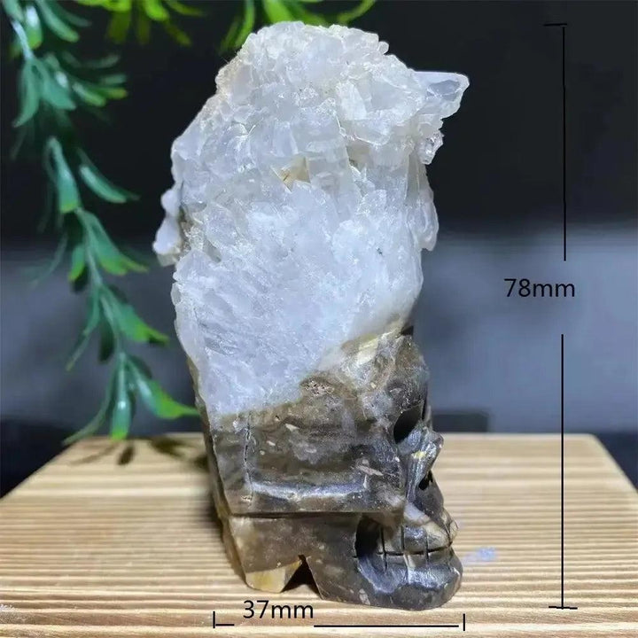 Druzy Agate Crystal Skull Carving