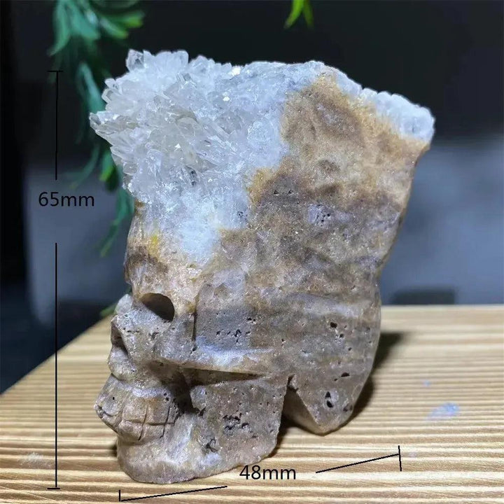 Druzy Agate Crystal Skull Carving