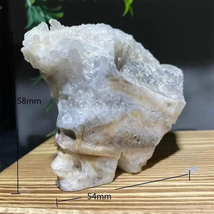 Druzy Agate Crystal Skull Carving