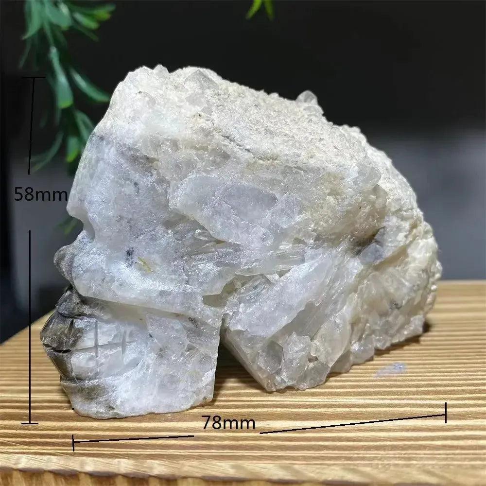 Druzy Agate Crystal Skull Carving