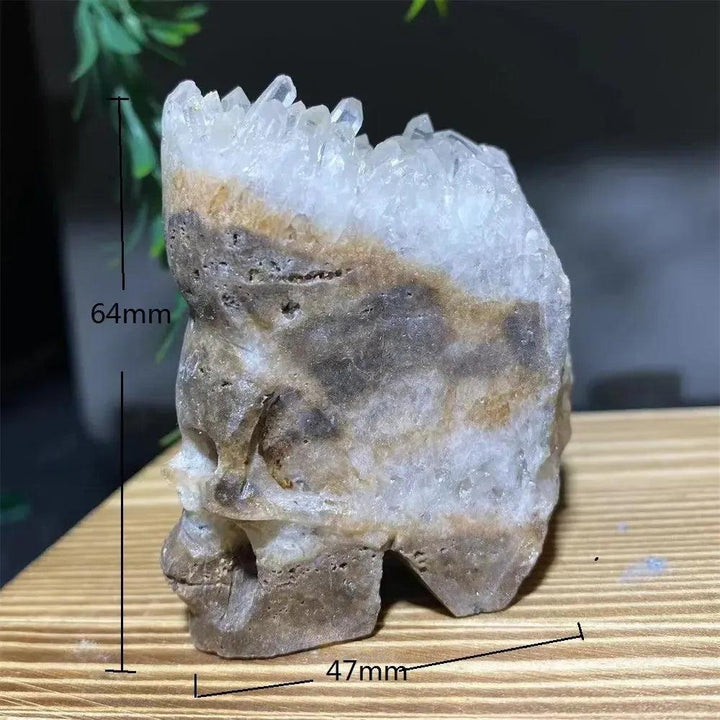 Druzy Agate Crystal Skull Carving