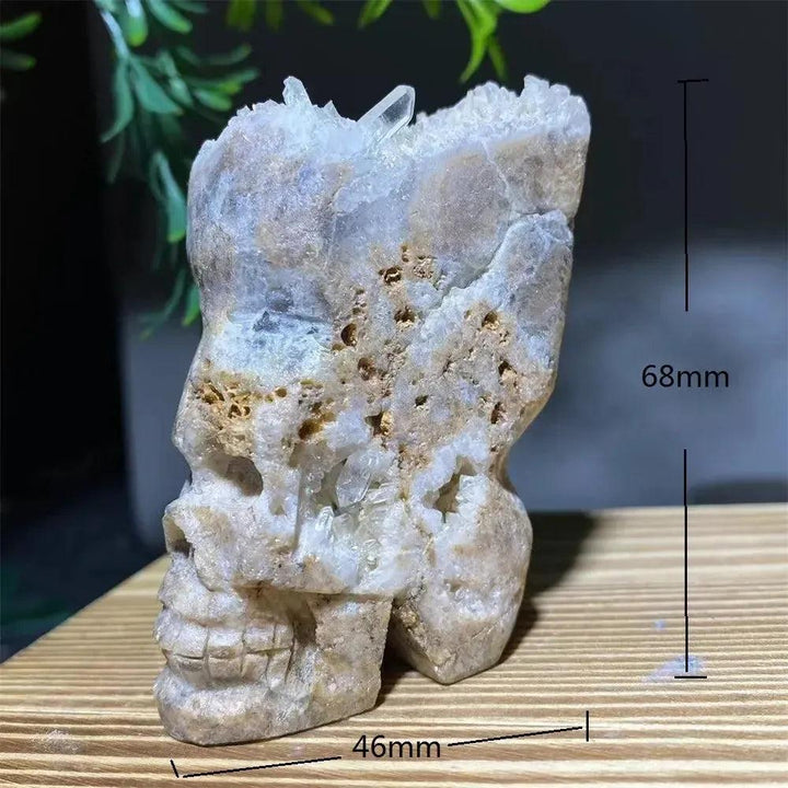 Druzy Agate Crystal Skull Carving