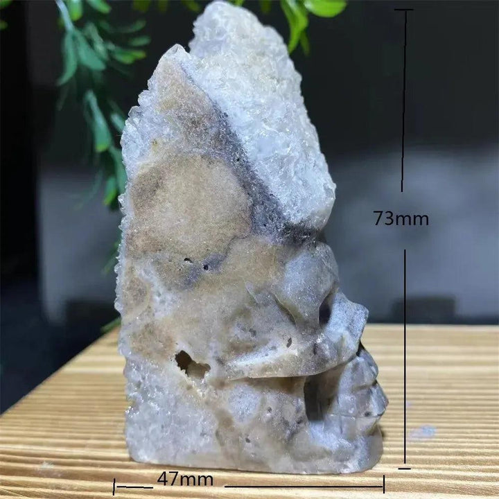 Druzy Agate Crystal Skull Carving