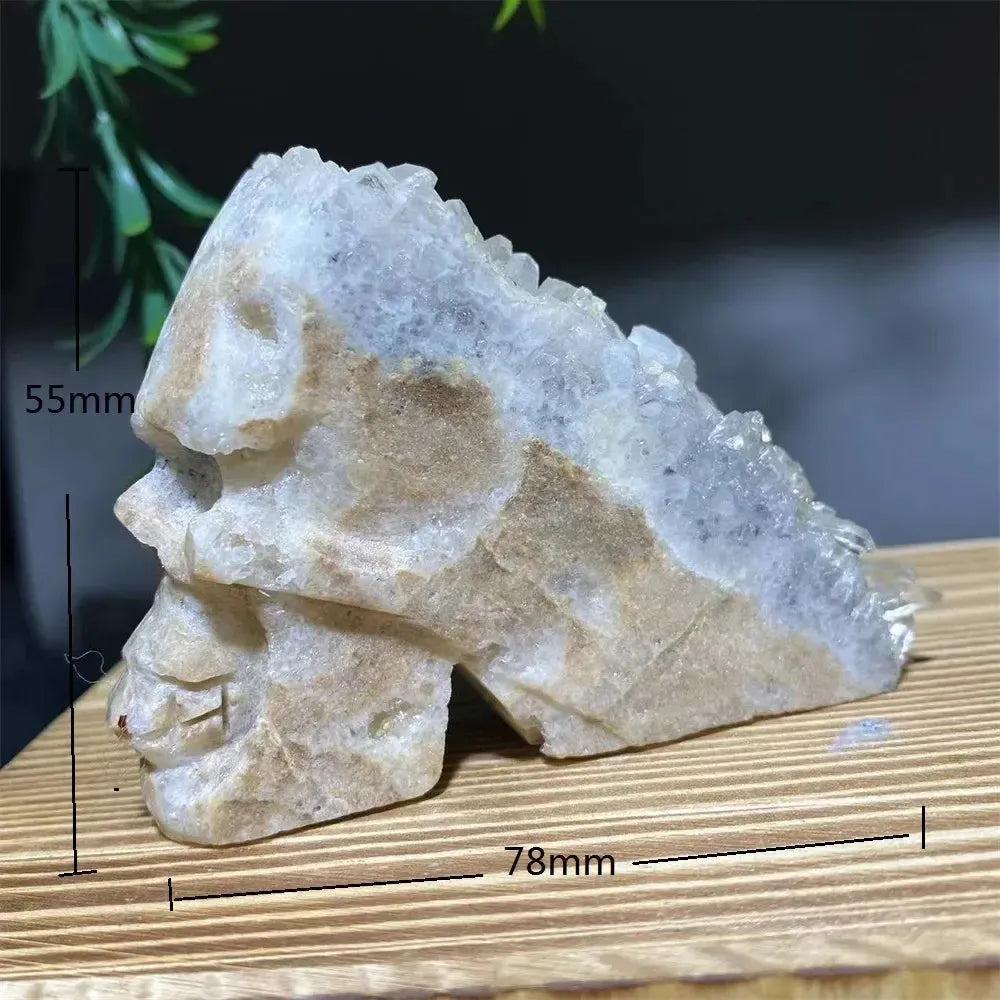 Druzy Agate Crystal Skull Carving