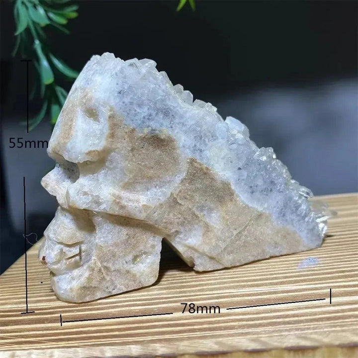 Druzy Agate Crystal Skull Carving
