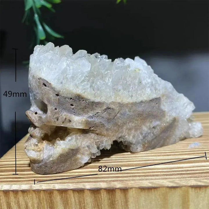 Druzy Agate Crystal Skull Carving