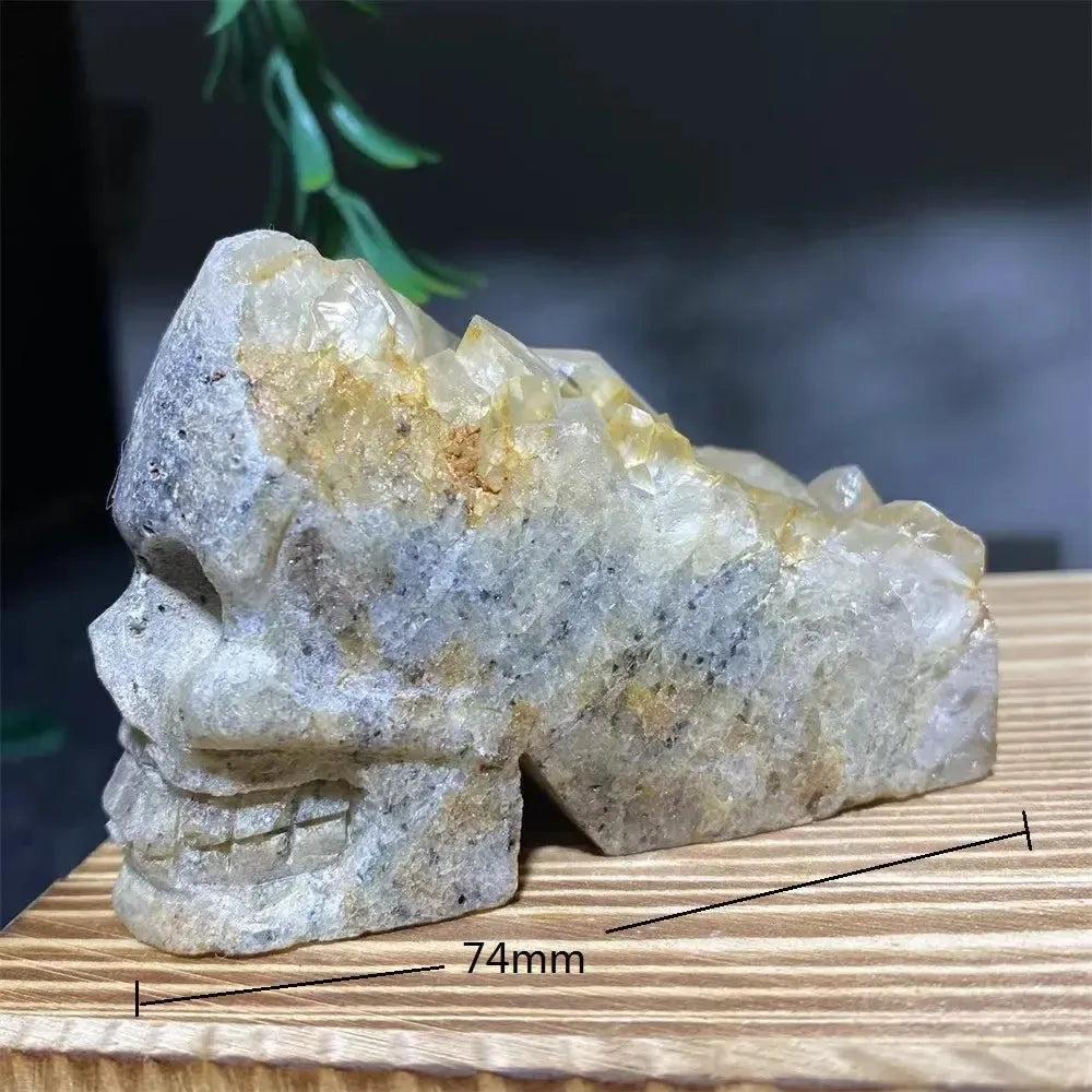 Druzy Agate Crystal Skull Carving