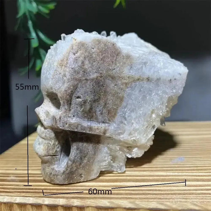 Druzy Agate Crystal Skull Carving
