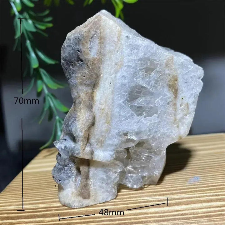 Druzy Agate Crystal Skull Carving