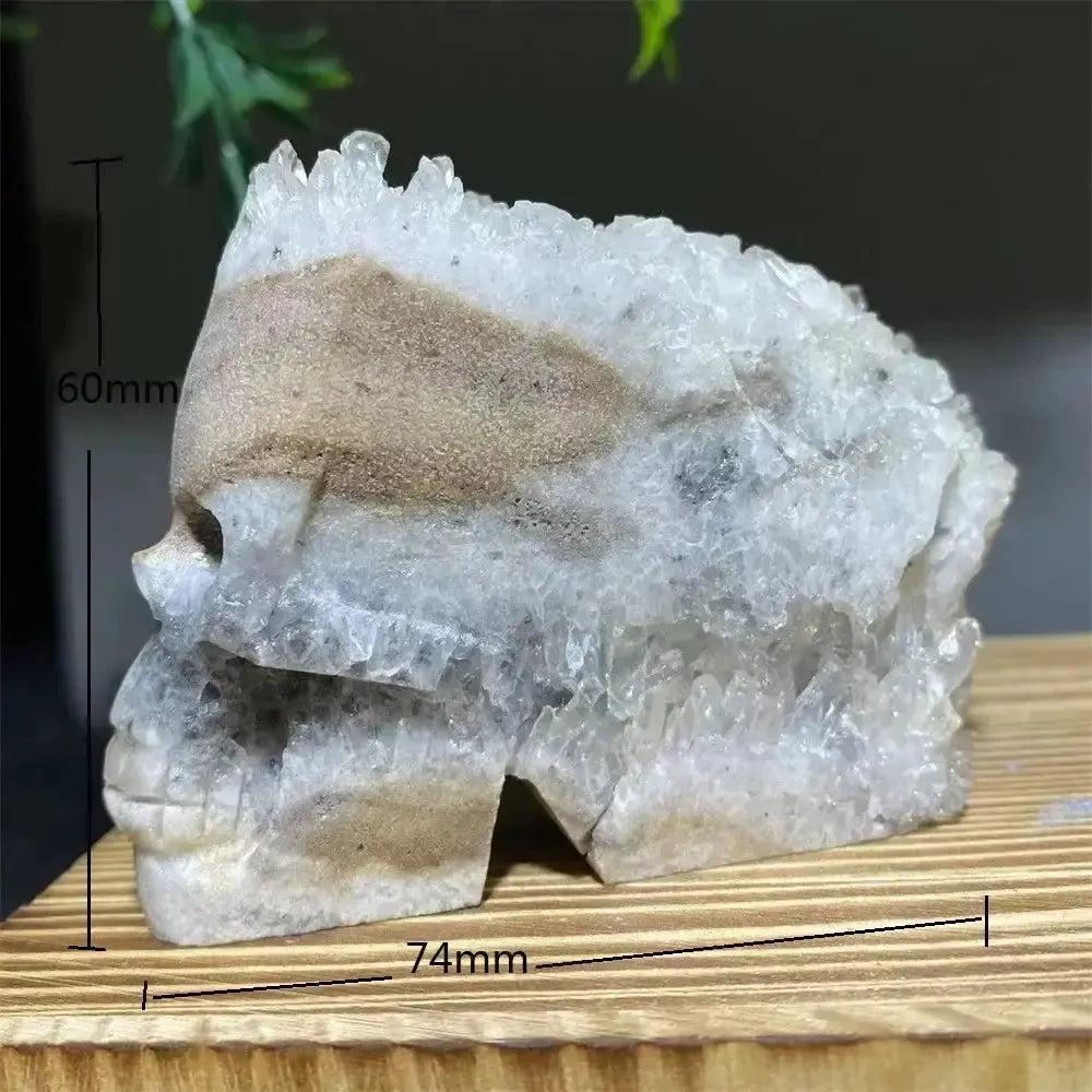 Druzy Agate Crystal Skull Carving