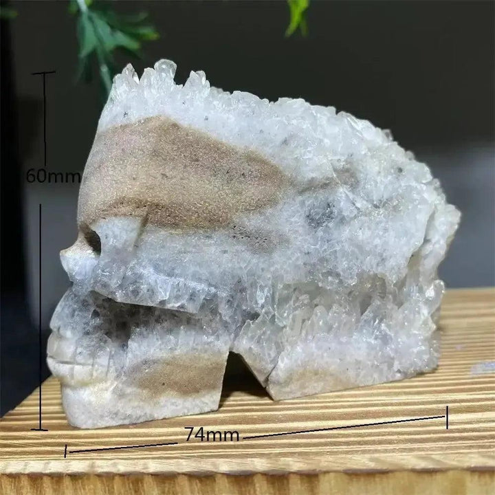 Druzy Agate Crystal Skull Carving