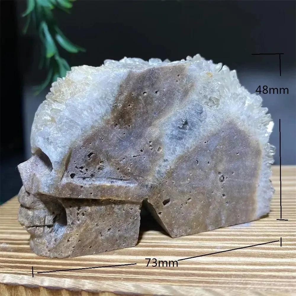 Druzy Agate Crystal Skull Carving