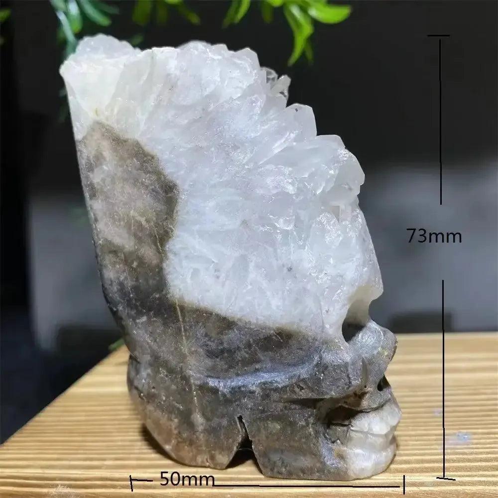 Druzy Agate Crystal Skull Carving
