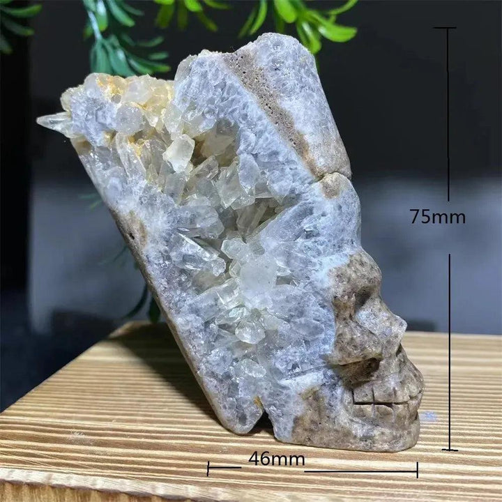 Druzy Agate Crystal Skull Carving