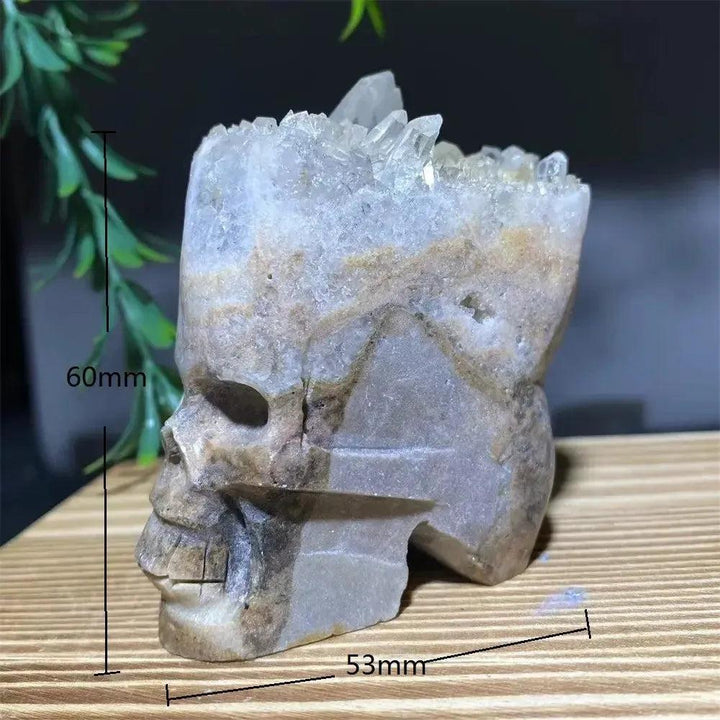 Druzy Agate Crystal Skull Carving