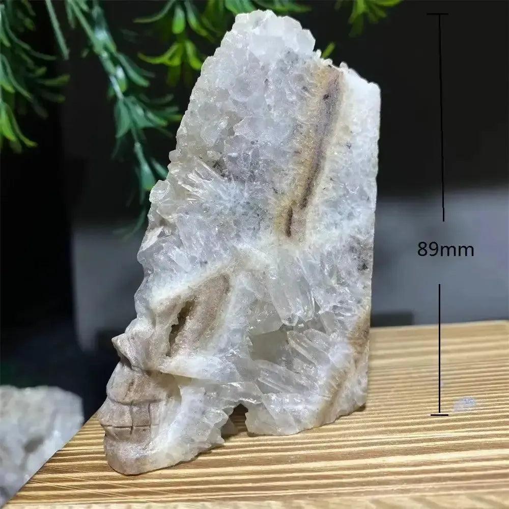 Druzy Agate Crystal Skull Carving