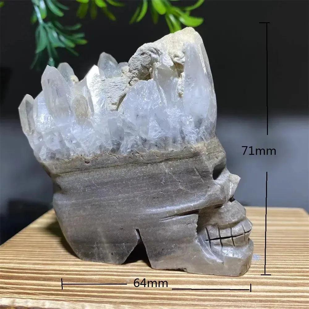Druzy Agate Crystal Skull Carving