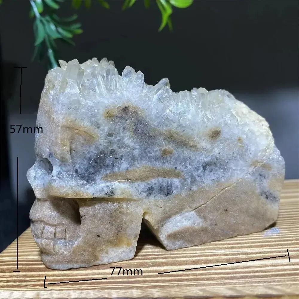 Druzy Agate Crystal Skull Carving