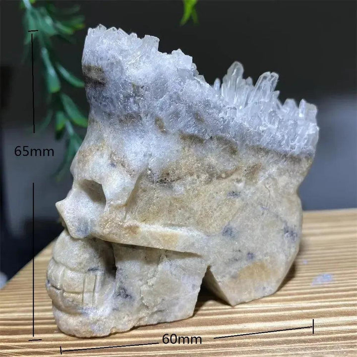 Druzy Agate Crystal Skull Carving