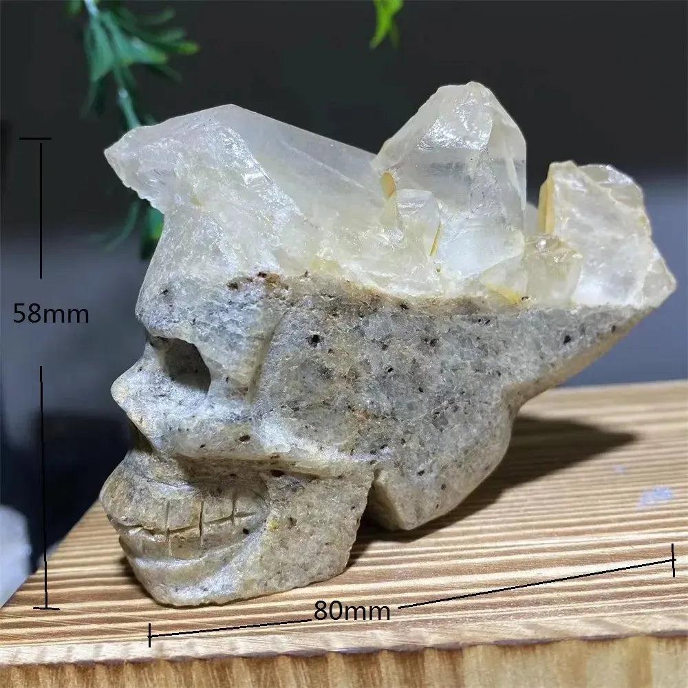 Druzy Agate Crystal Skull Carving