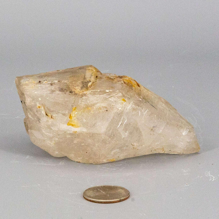 Rare Elestial Quartz Enhydro with two distinct bubbles, a unique skeletal point with layered growth.