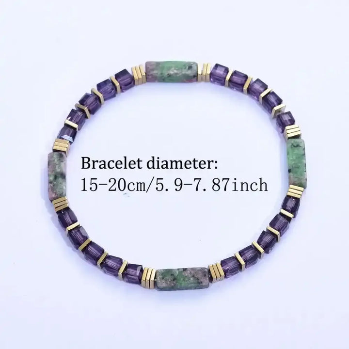 Epidote and Amethyst Bead Bracelet