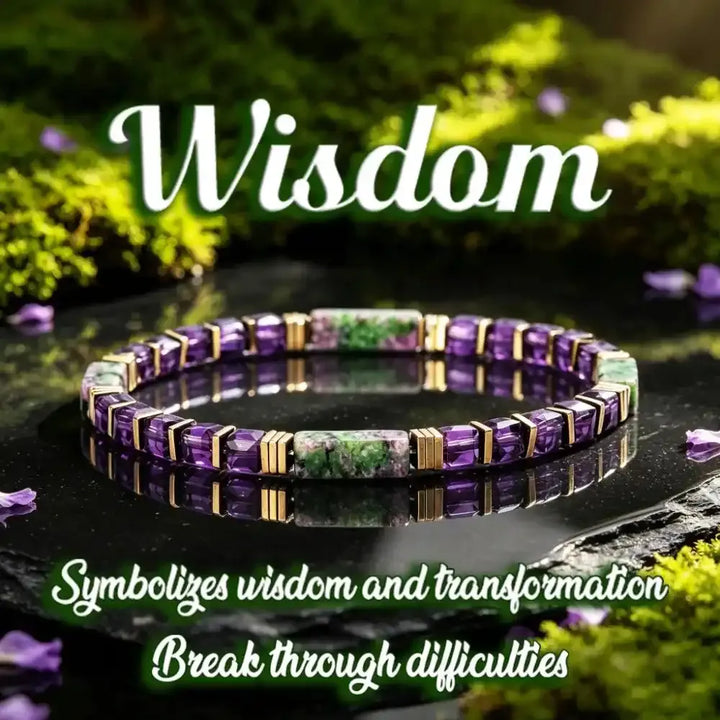 Epidote and Amethyst Bead Bracelet