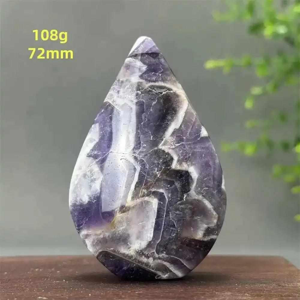 Hand-polished Fantasy Amethyst torch freeform with layered purple and white quartz for Third Eye chakra meditation.