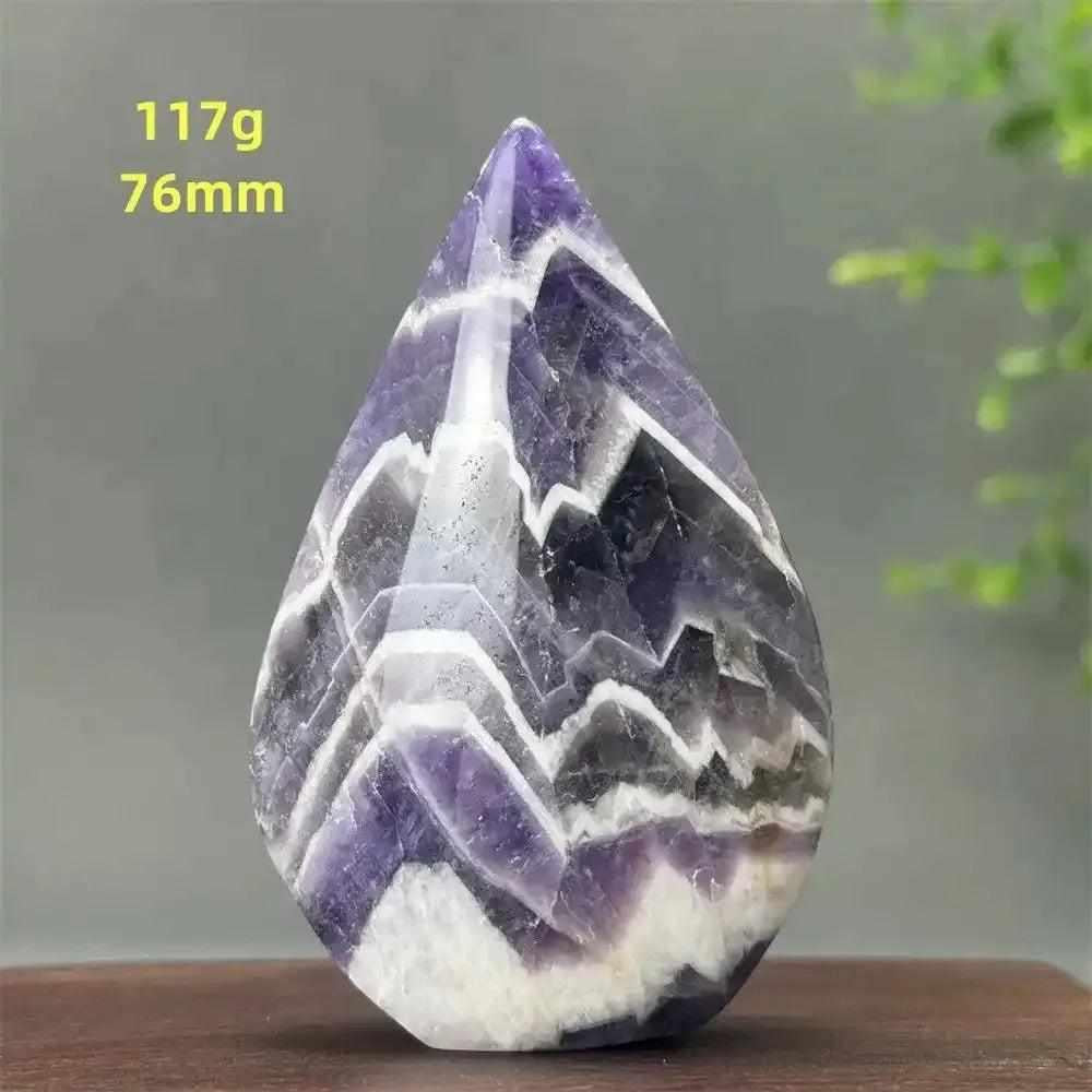 Fantasy Amethyst torch freeform with layered purple and white quartz, 76mm tall, perfect for Crown Chakra meditation.