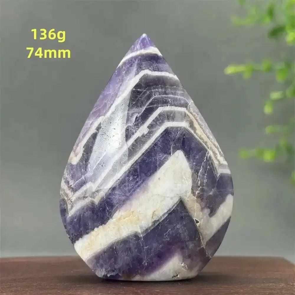 Fantasy Amethyst torch freeform with layered purple and white quartz for Crown Chakra calm and intuitive meditation.