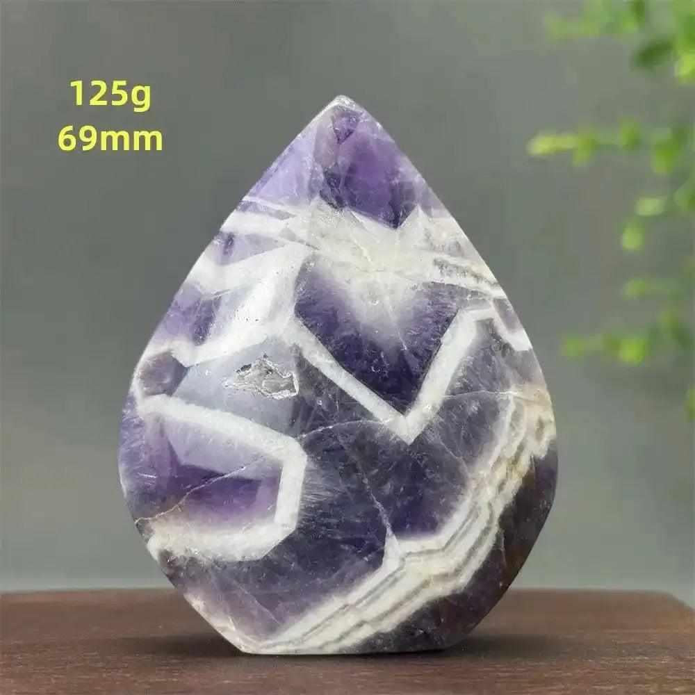 Fantasy Amethyst torch freeform with purple and white quartz layers, ideal for Crown Chakra calm and intuitive healing.