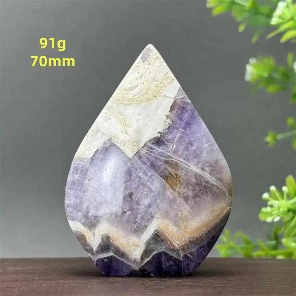 Fantasy Amethyst torch freeform with layered purple and white quartz for Crown Chakra meditation and calm energy.