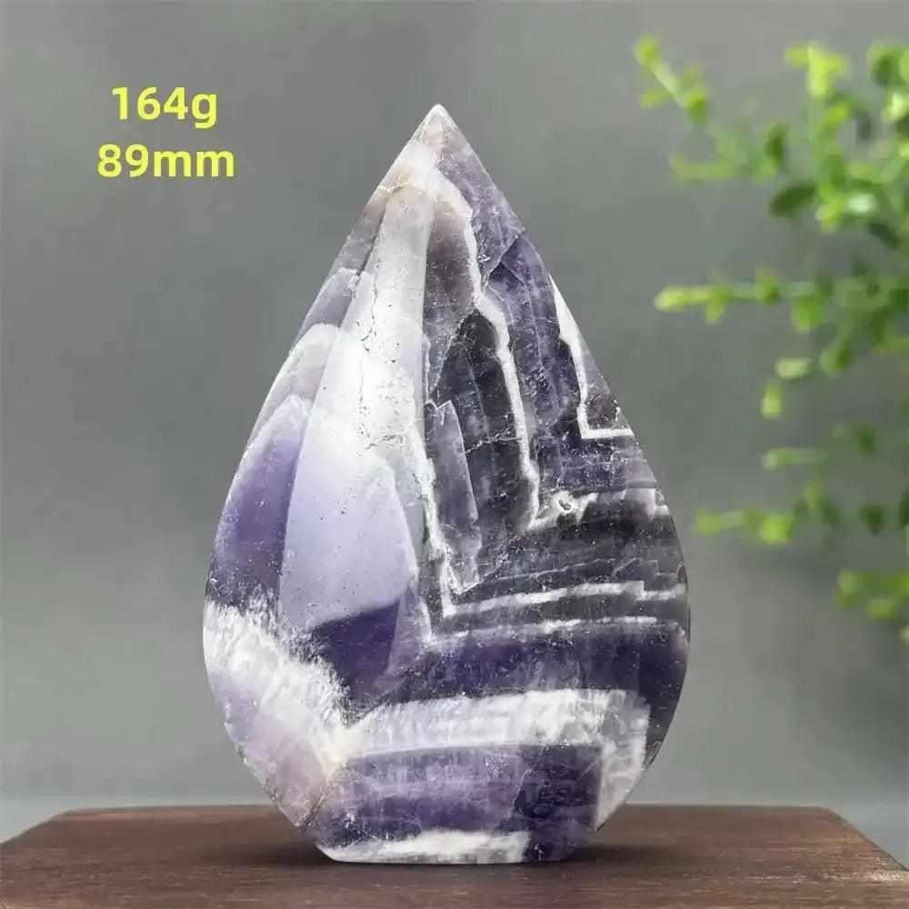 Fantasy Amethyst torch freeform with purple and white quartz layers, ideal for Crown Chakra meditation and calm energy.