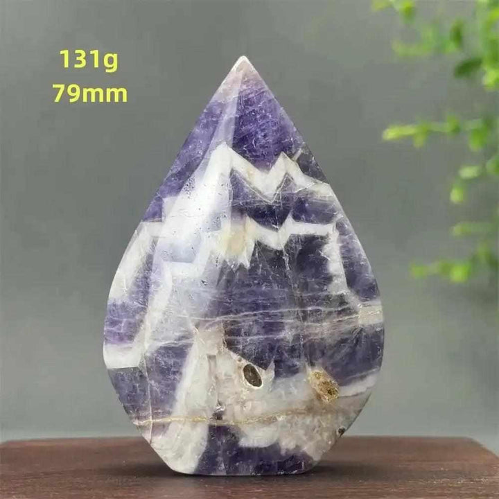 Fantasy Amethyst torch freeform with purple and white quartz layers, 79mm tall, perfect for meditation and calm.