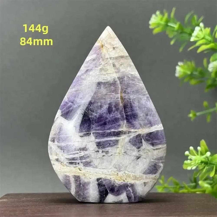 Fantasy Amethyst torch freeform with layered purple and white quartz, perfect for Crown and Third Eye chakra meditation.