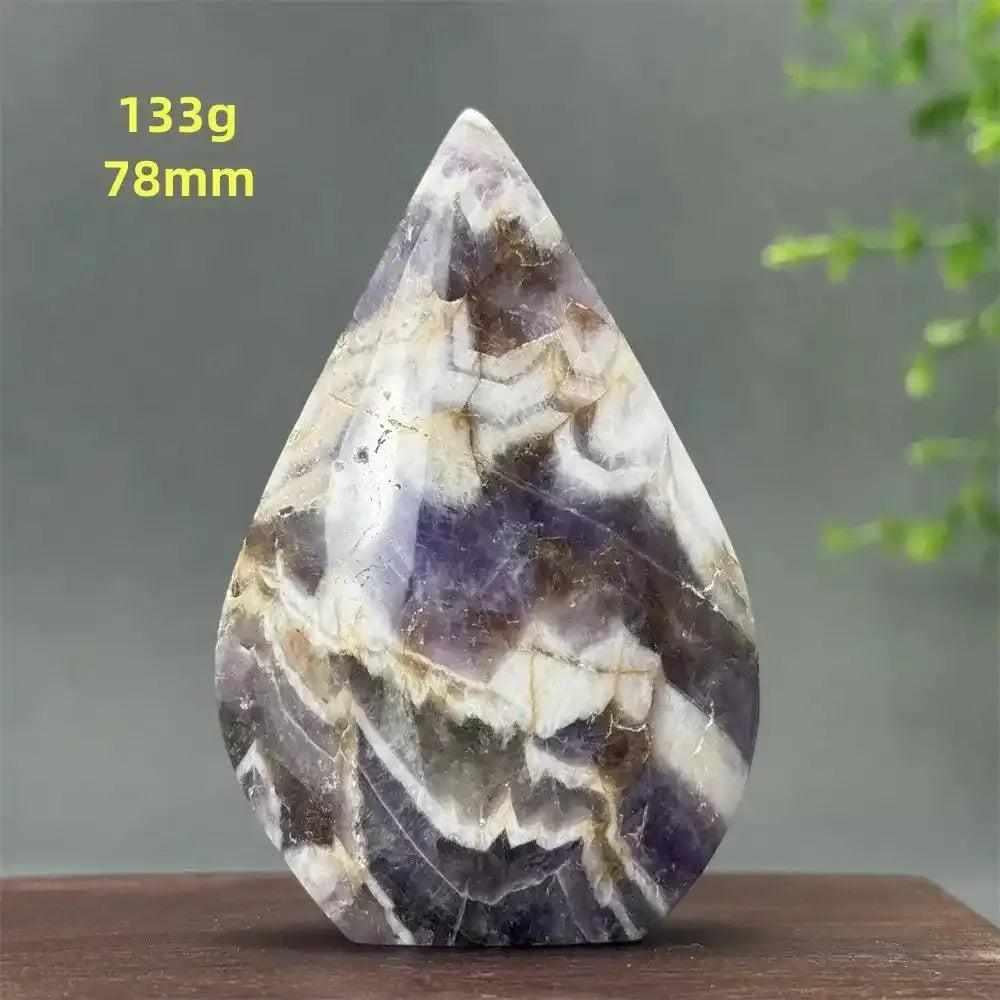 Fantasy Amethyst torch freeform featuring layered purple and white quartz for Crown Chakra meditation and calm energy.