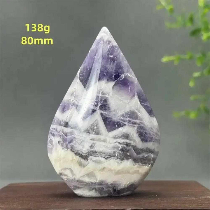 Hand-polished Fantasy Amethyst torch freeform with layered purple and white quartz for calm, intuition, and meditation.