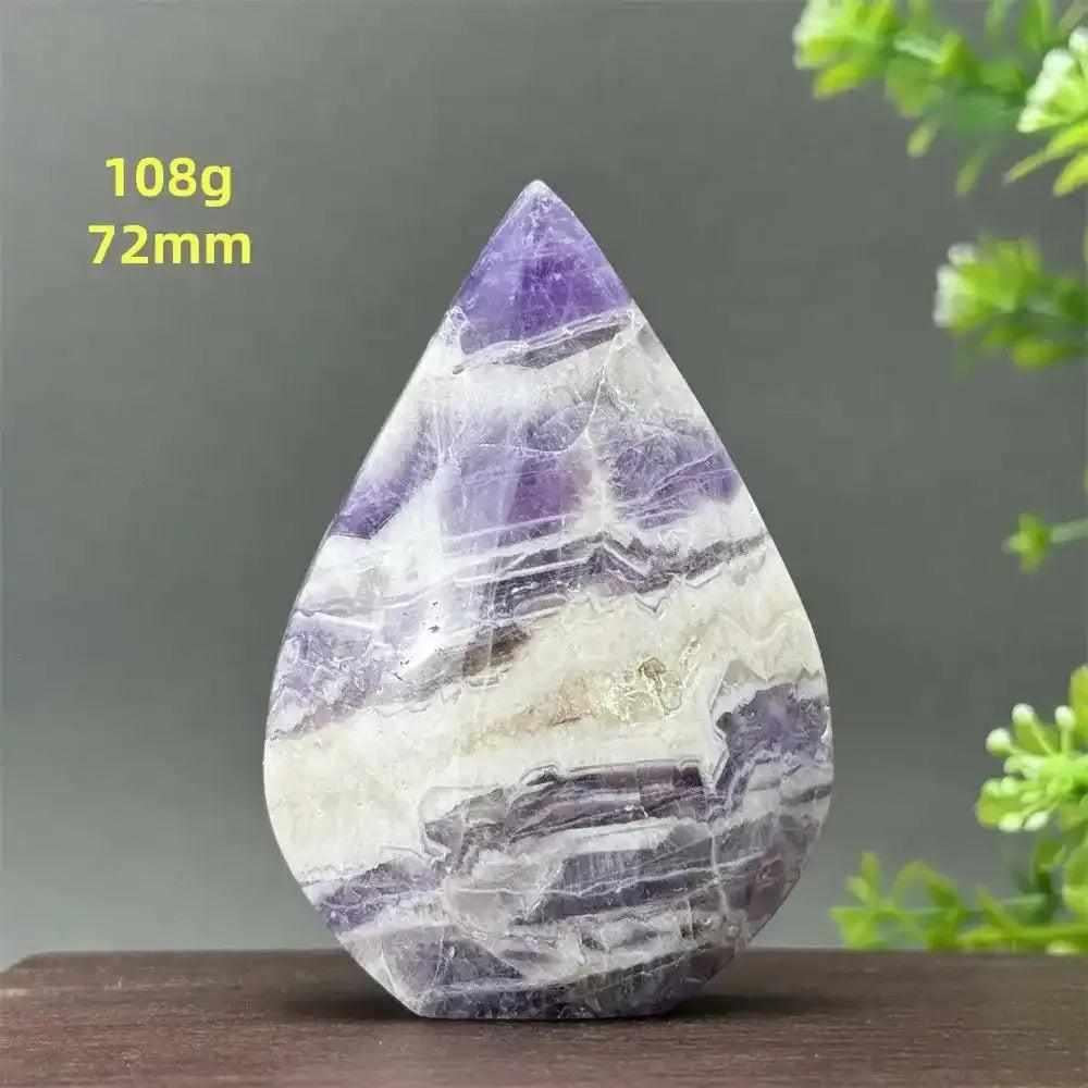 Fantasy Amethyst torch freeform with layered purple and white quartz for Crown Chakra calm and intuitive healing.