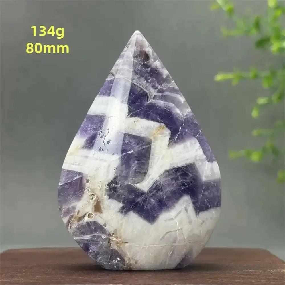 Fantasy Amethyst torch freeform with layered purple and white quartz, 80mm tall, perfect for meditation and calm.