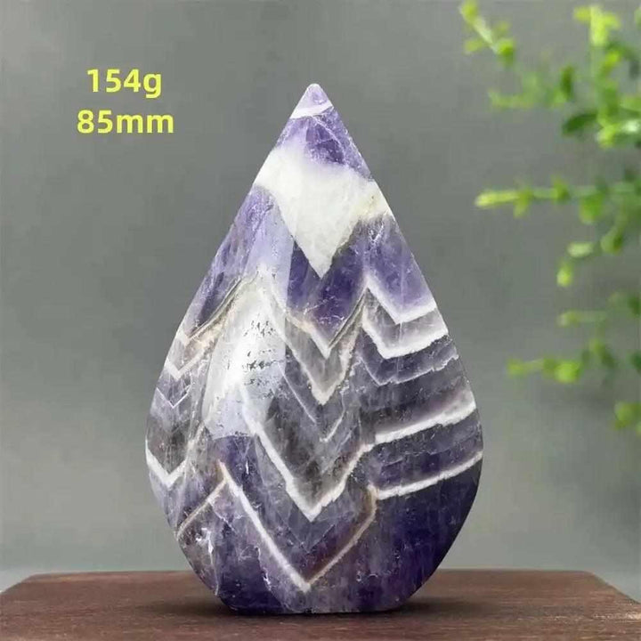 Fantasy Amethyst torch freeform with purple and white chevron patterns, perfect for Crown and Third Eye chakra healing.