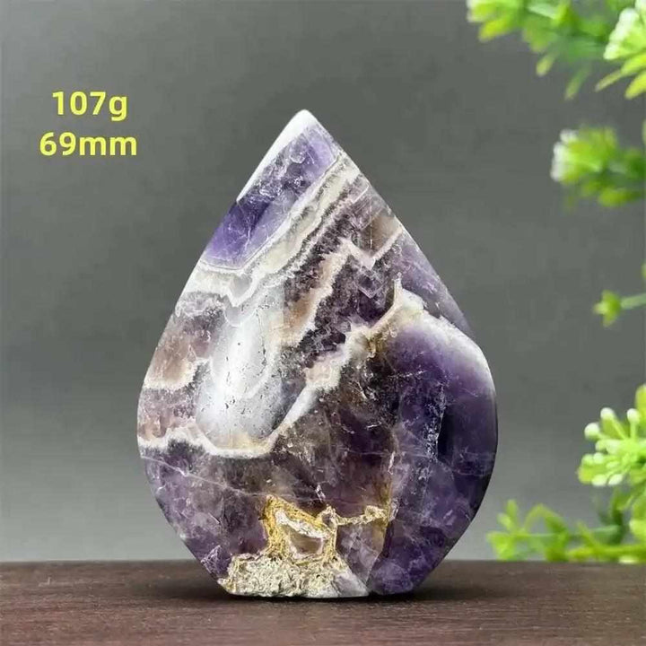 Fantasy Amethyst torch freeform with layered purple and white quartz for Crown Chakra healing and calm meditation.