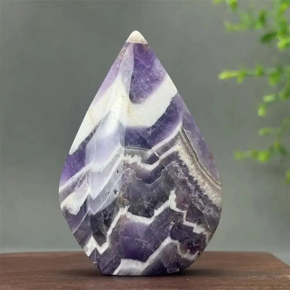 Fantasy Amethyst torch freeform with layered purple and white quartz for Crown and Third Eye chakra healing and calm.