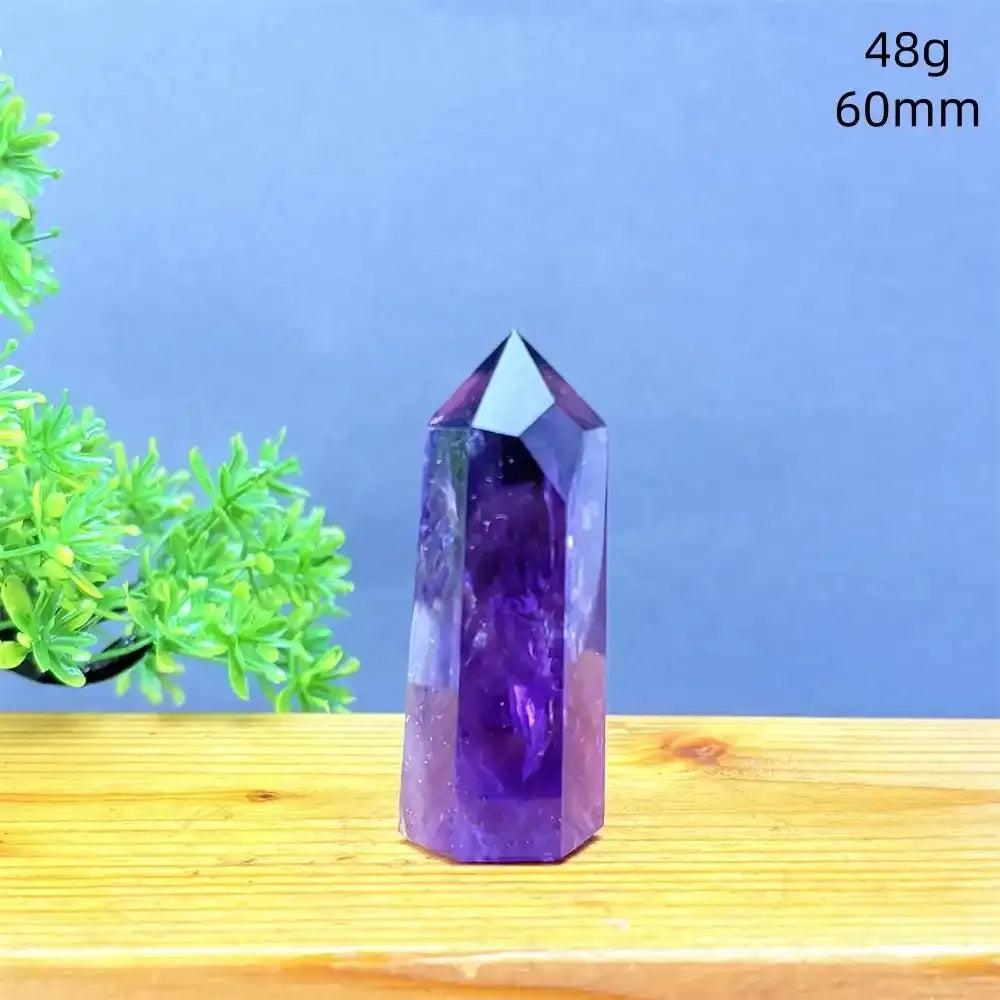 Hand-polished Fantasy Amethyst tower with deep purple hues and white quartz, perfect for meditation and calm energy.