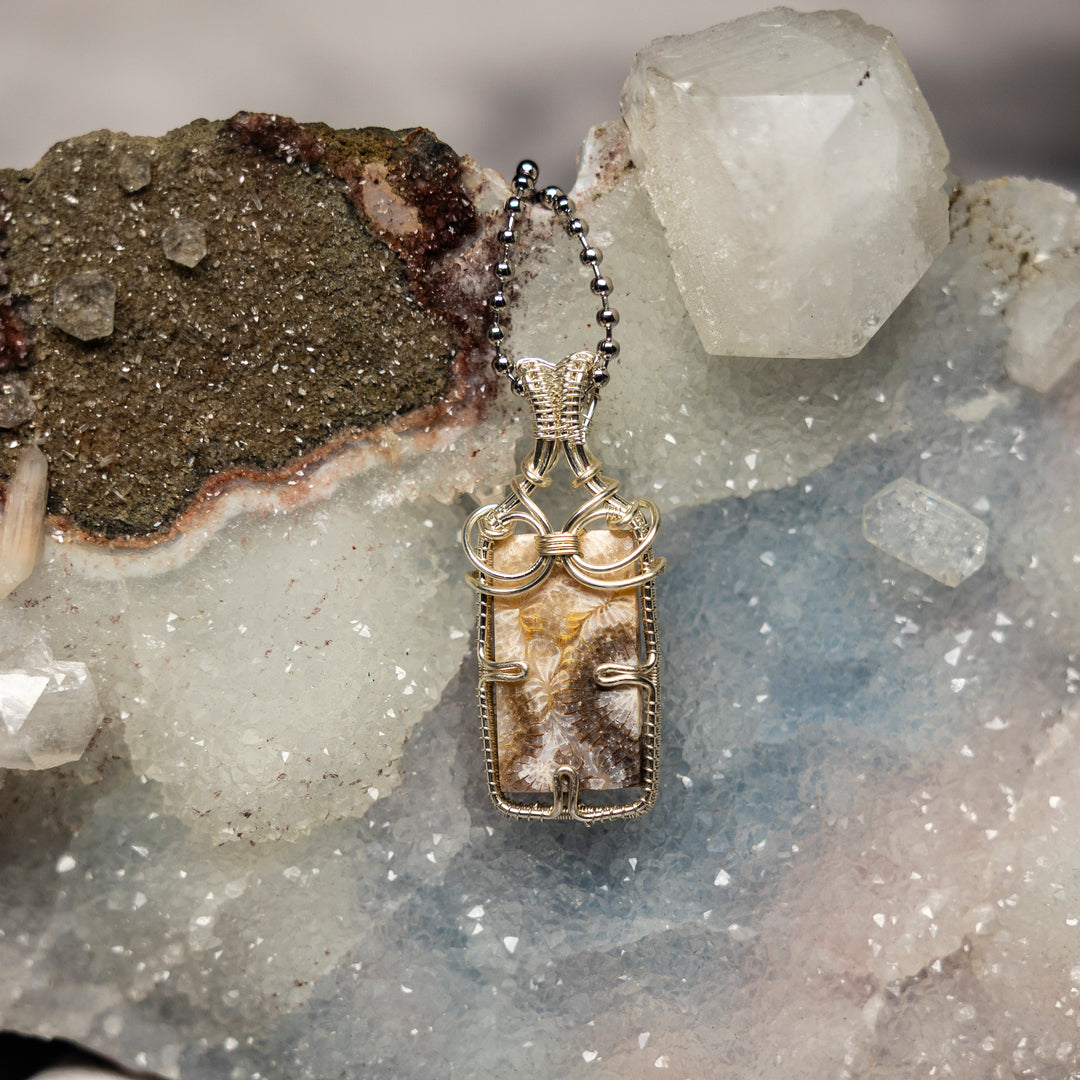 Feather Agate Wire Wrap Pendant-Wire Wraps-Crystal Destiny-Feather Agate-2.00"-Crystal Destiny